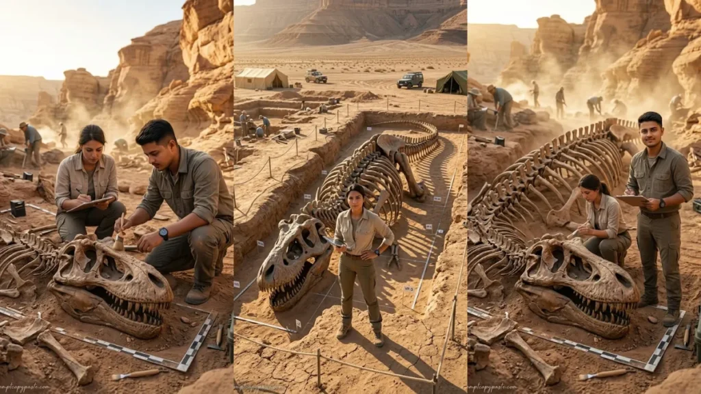 Dinosaur Excavation Archaeologist Photo Prompt