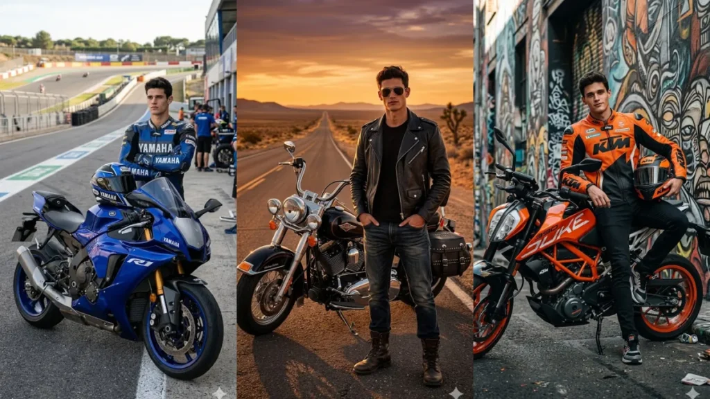 Top Motorcycle Men AI Portrait Prompts