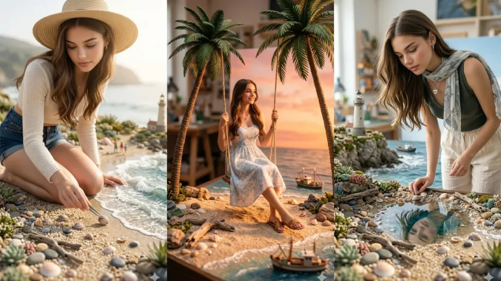 Miniature Coastal Paradise Girl AI Prompts