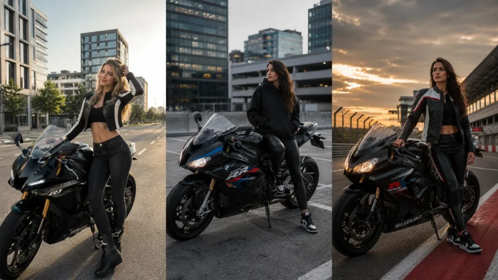 Sports Bike Girl AI Prompts