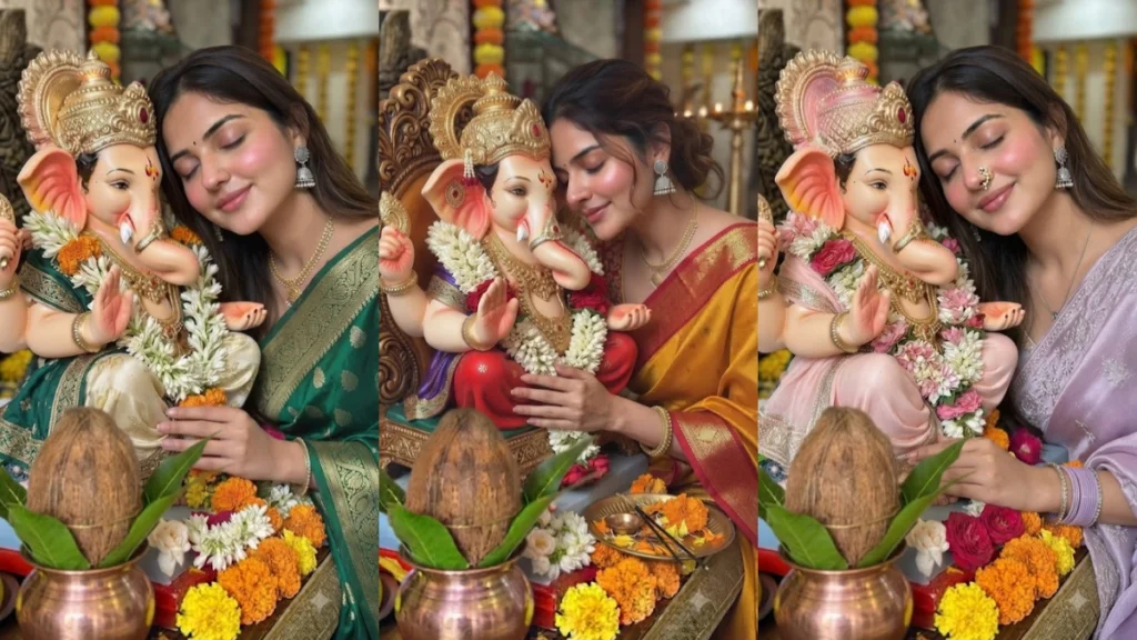 Ganpati Bappa Ke Saath Girl AI Photo Prompt